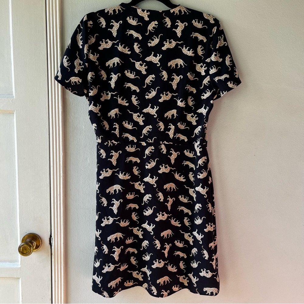 J.Crew• Navy Leopard Wrap Dress• Sz 10 - Picture 7 of 12